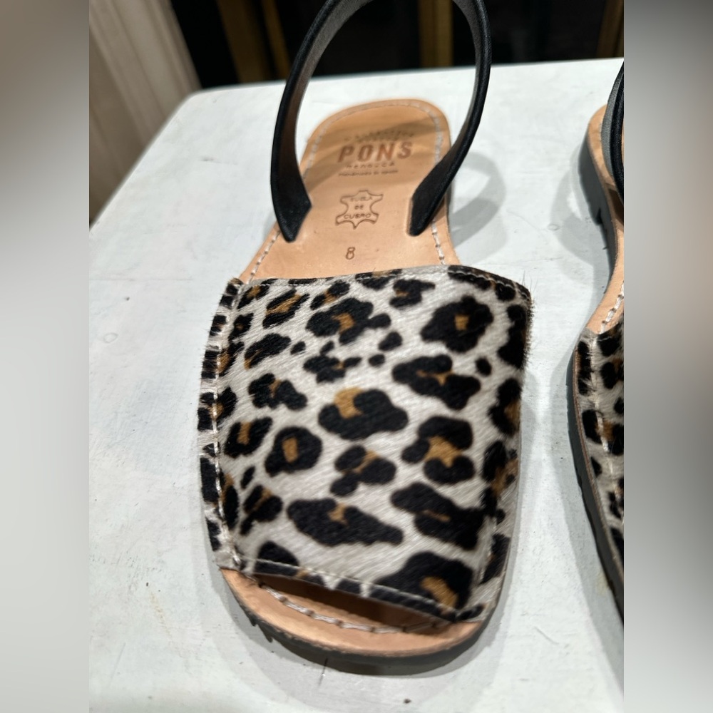 Pons Menorca Avarca Sandals Leopard Print Pony Hair Leather EU 38 US‎ 8 - Picture 4 of 14